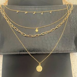 Gold Tone Layered Necklace - One Piece NWOT